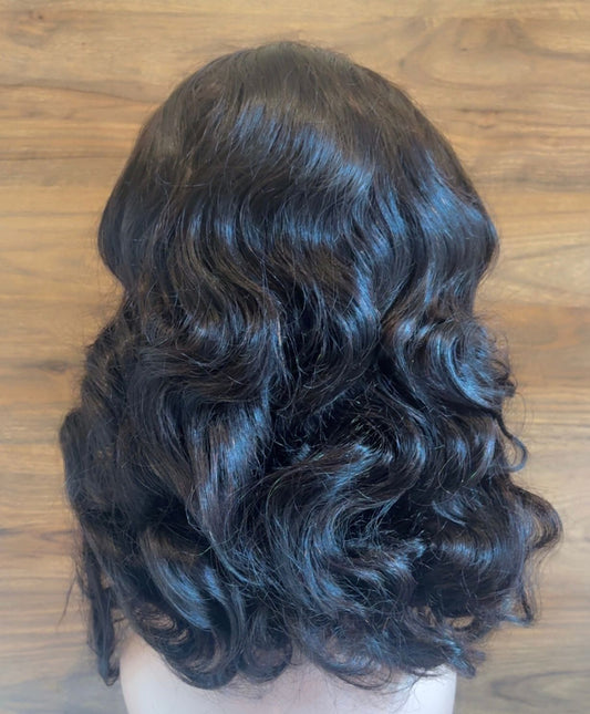 16inch low bouncy virgin human hair wig